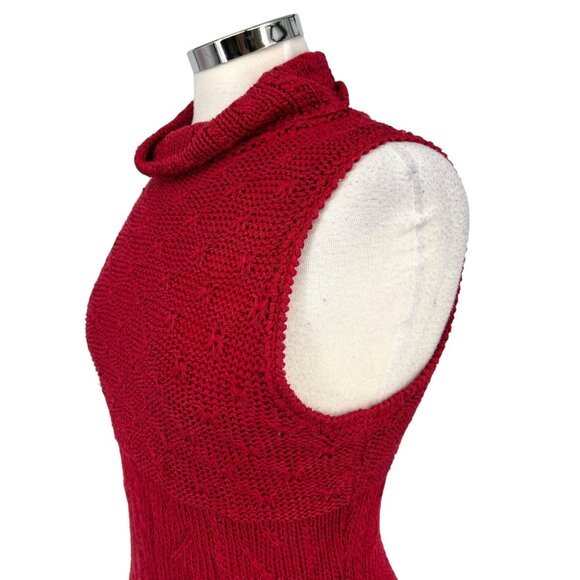 BCBG Nordstrom Vintage Sleeveless Knit Cowl Neck Sweater Red Size Medium - Picture 3 of 8